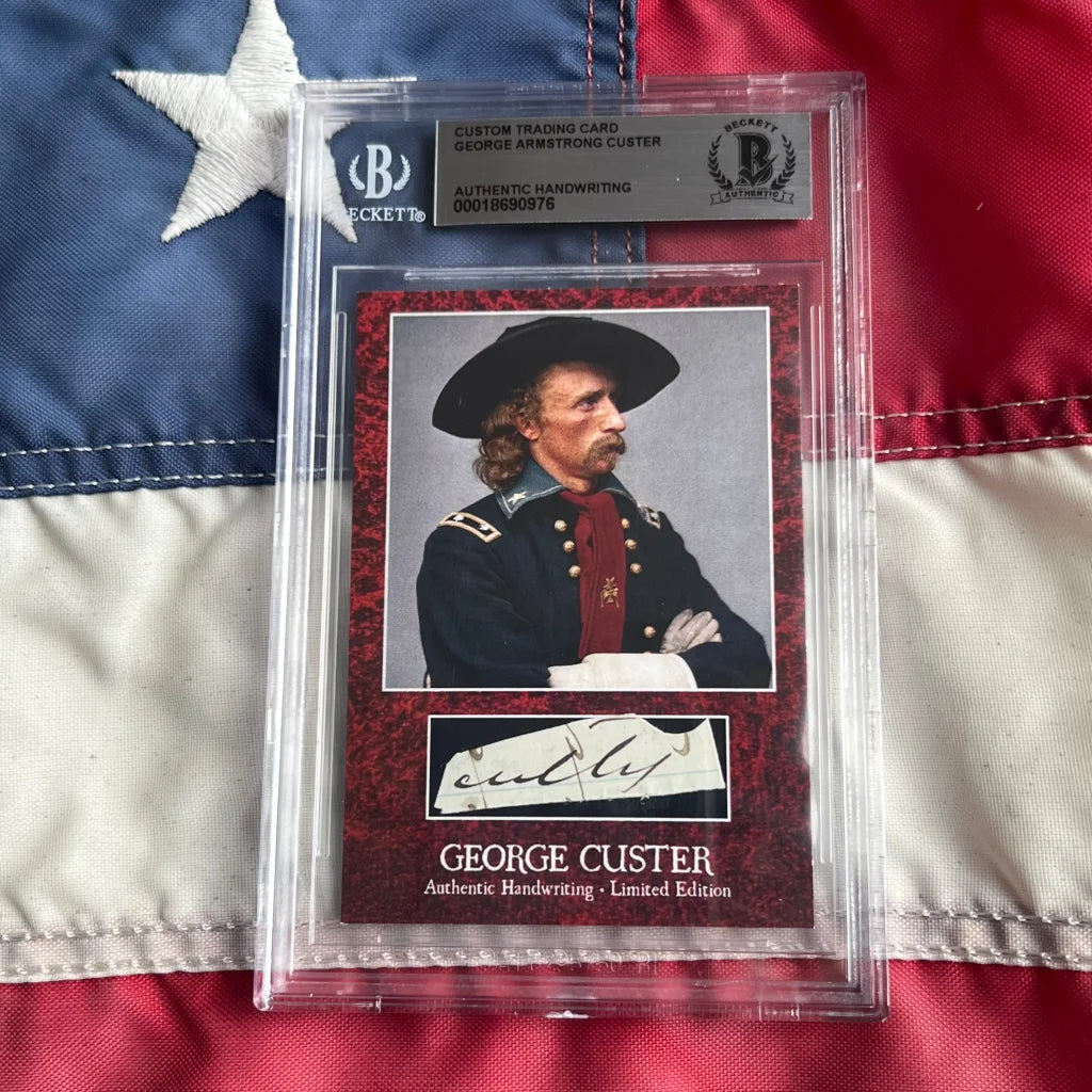 Authentic George Custer words graded card with handwriting