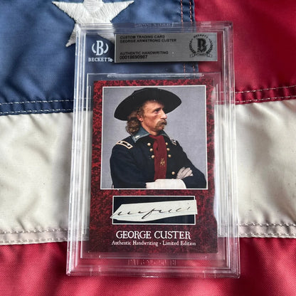 Limited edition George Custer trading card with authentic Custer words piece in protective case