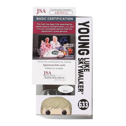Funko Pop vinyl figure of Young Luke Skywalker signed by Grant Feely with JSA sticker