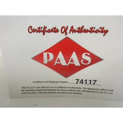 Certificate of authenticity with red PAAS logo for Green Bay Packers signed football