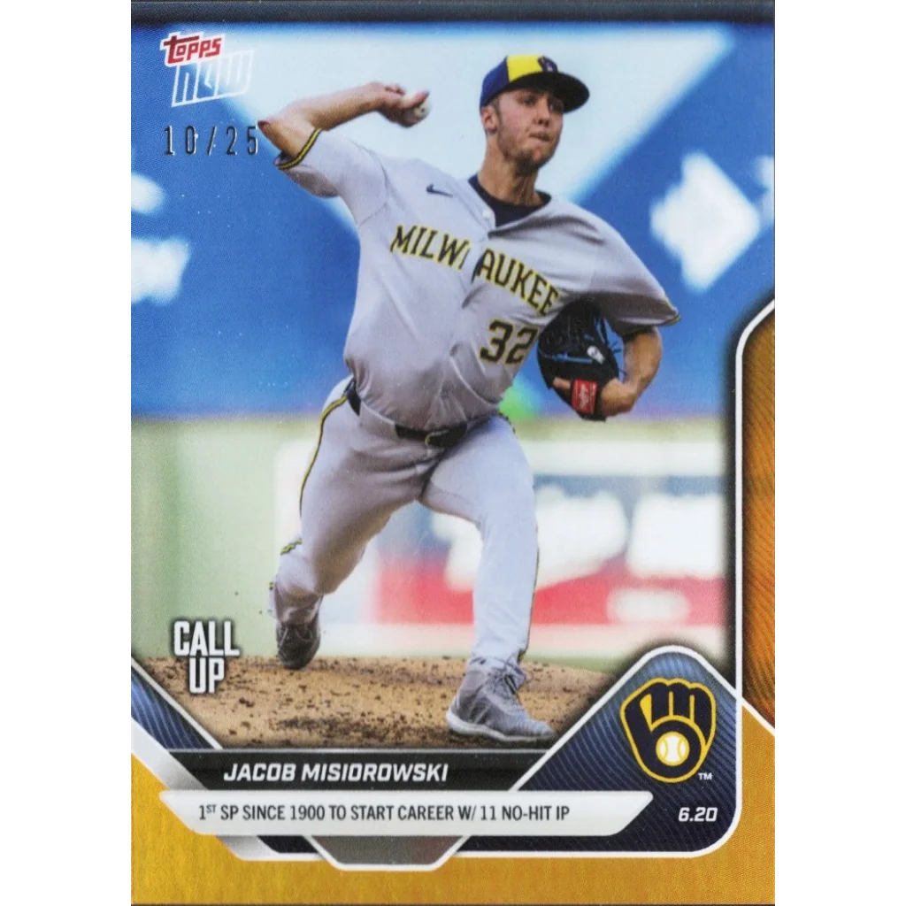 Authentic Jacob Misiorowski baseball trading card with certification on display