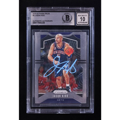 Graded basketball trading card featuring authentic Jason Kidd autograph in BGS HOF Legend product