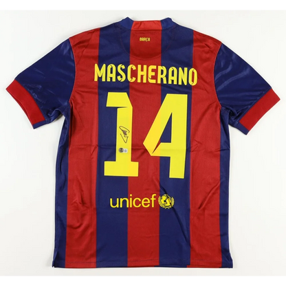 Javier Mascherano signed FC Barcelona home jersey with autograph and Beckett certification