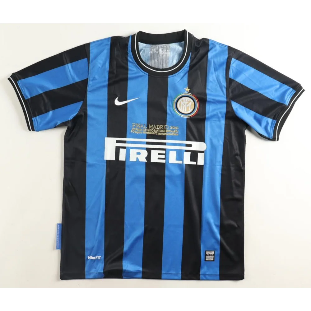 Inter Milan black and blue striped jersey signed by Javier Zanetti with Beckett COA