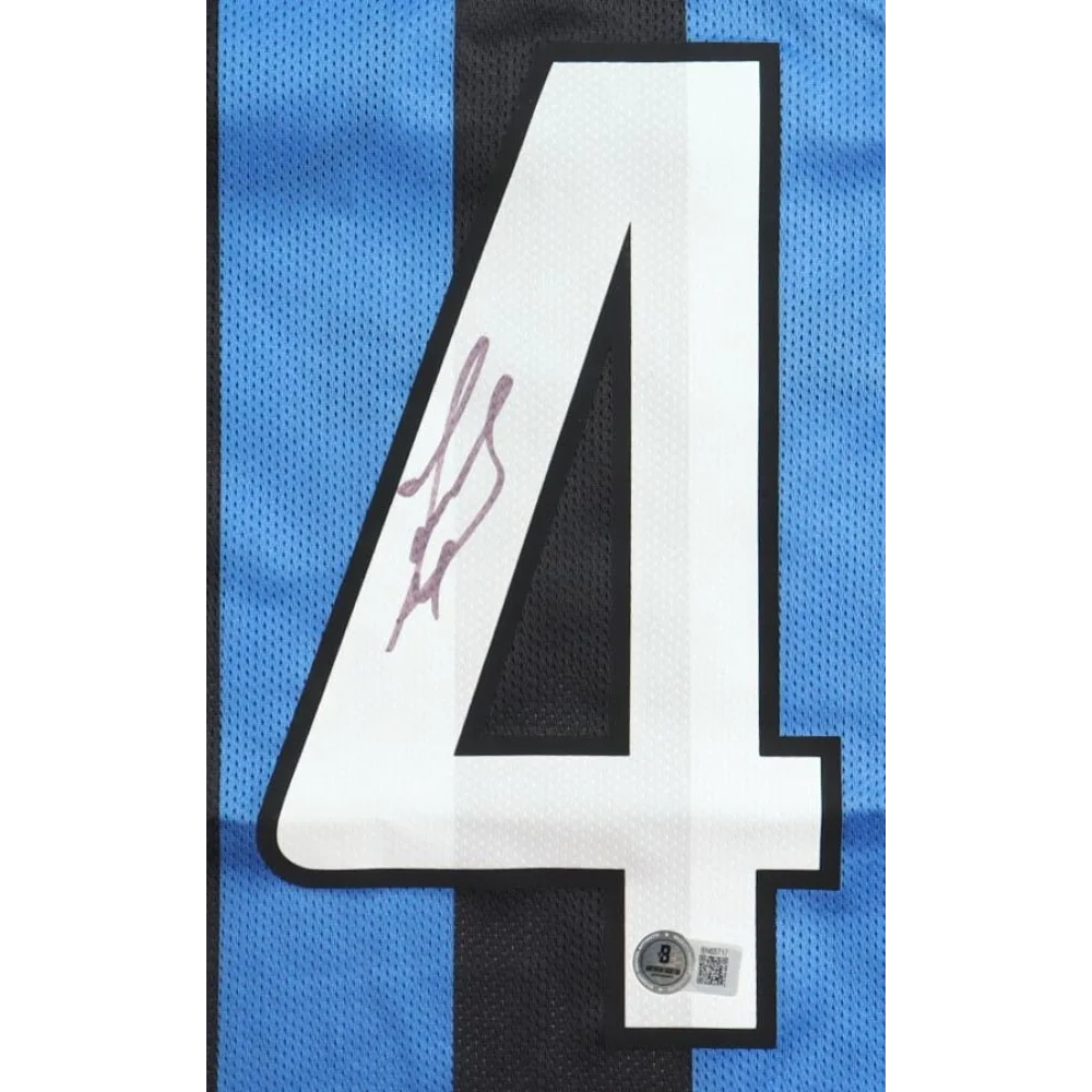 Blue and black striped Inter Milan jersey signed by Javier Zanetti with Beckett COA