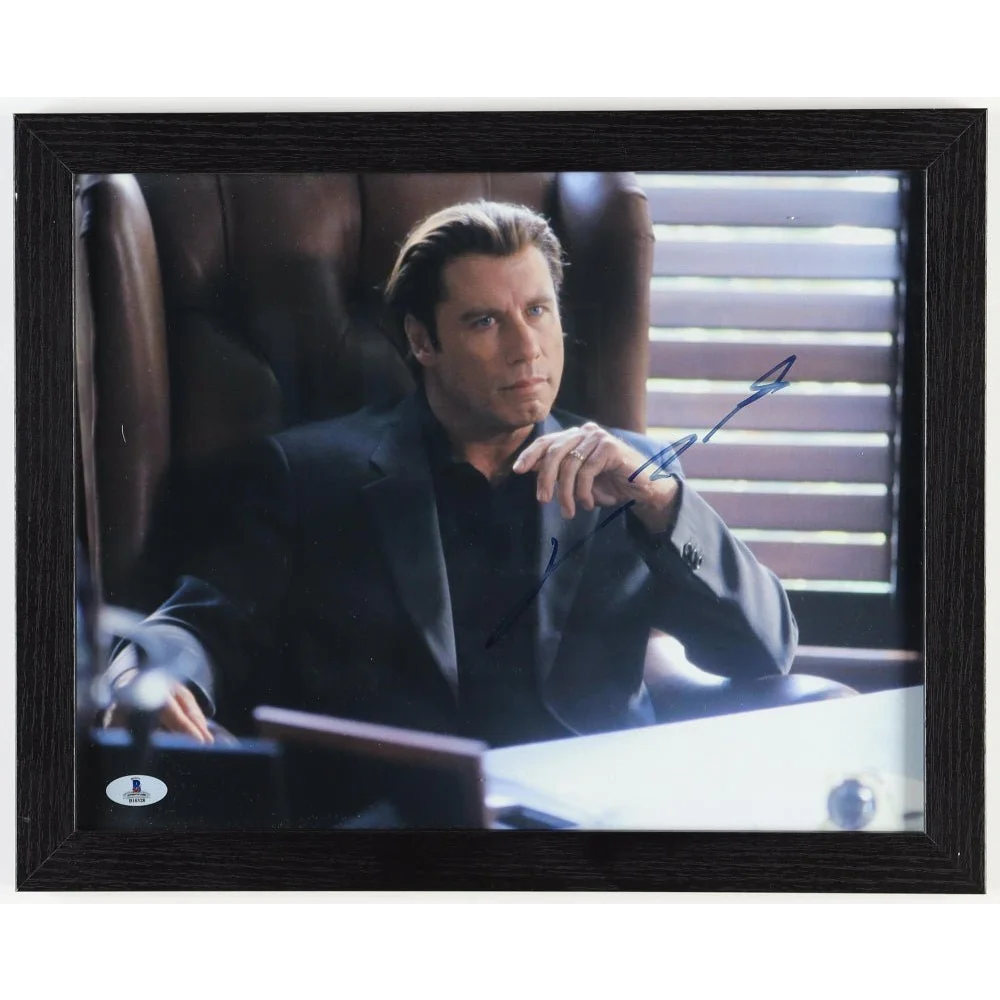 Authentic John Travolta signed photo in custom frame for fans and collectors