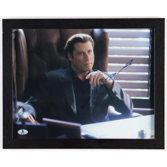 Authentic John Travolta signed photo in custom frame for fans and collectors