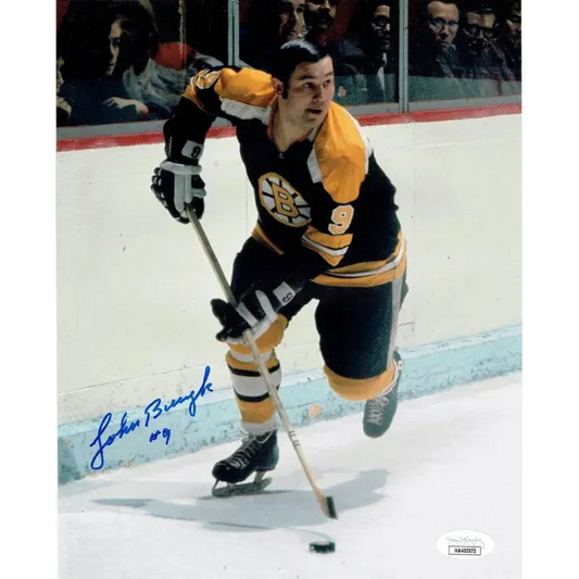 Autographed Boston Bruins jersey with Johnny Bucyk number 9 for Boston Bruins fans
