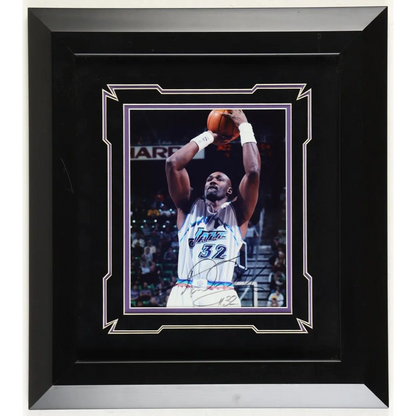 Framed and matted Karl Malone signed Utah Jazz photo with Beckett COA