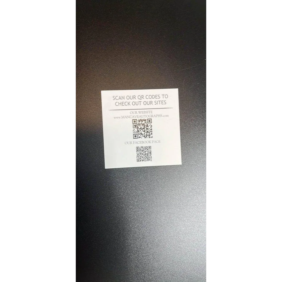 White Kellen Winslow photo card with two QR codes and certificate for authenticity
