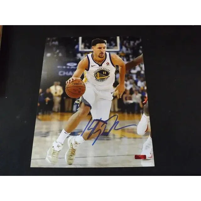 Authentic Klay Thompson autographed 8x10 Warriors photo of Klay dribbling basketball