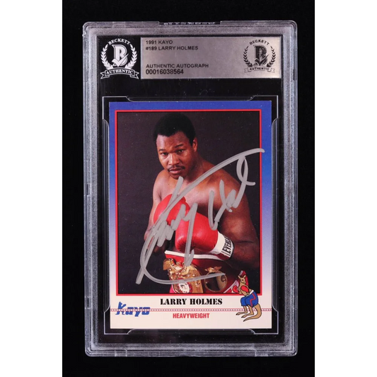 Beckett-graded 1991 Larry Holmes Kayo boxing card with authentic autograph