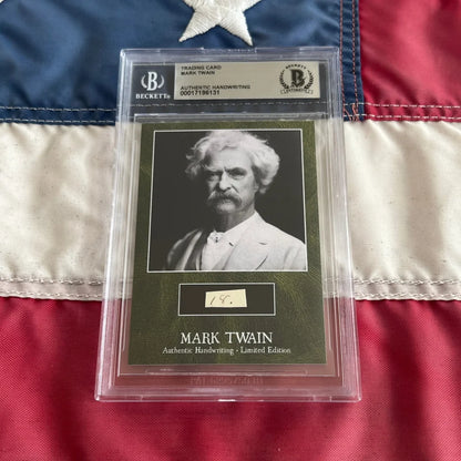 Authentic Mark Twain trading card with handwritten Twain words from the graded collection
