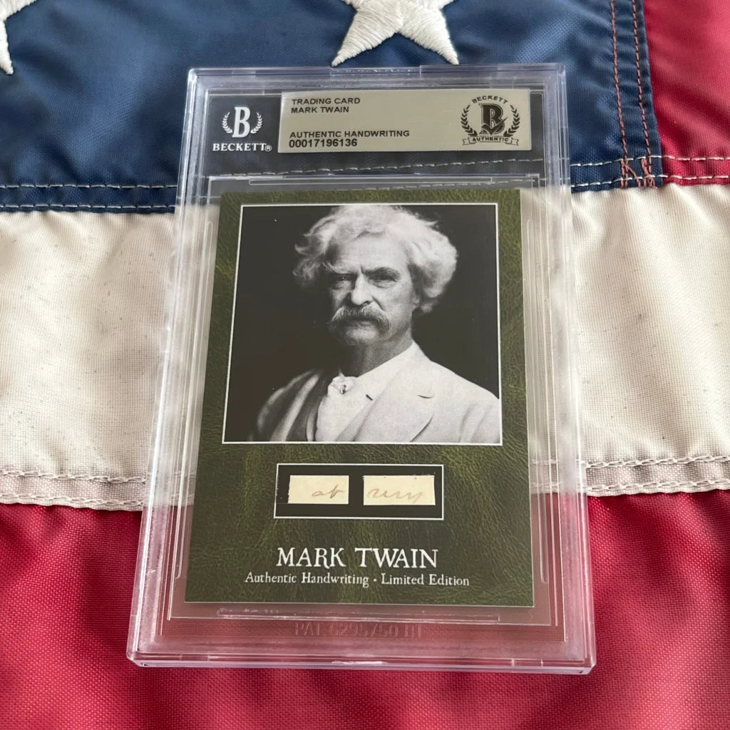 Graded Mark Twain trading card with authentic Twain words and handwritten signature