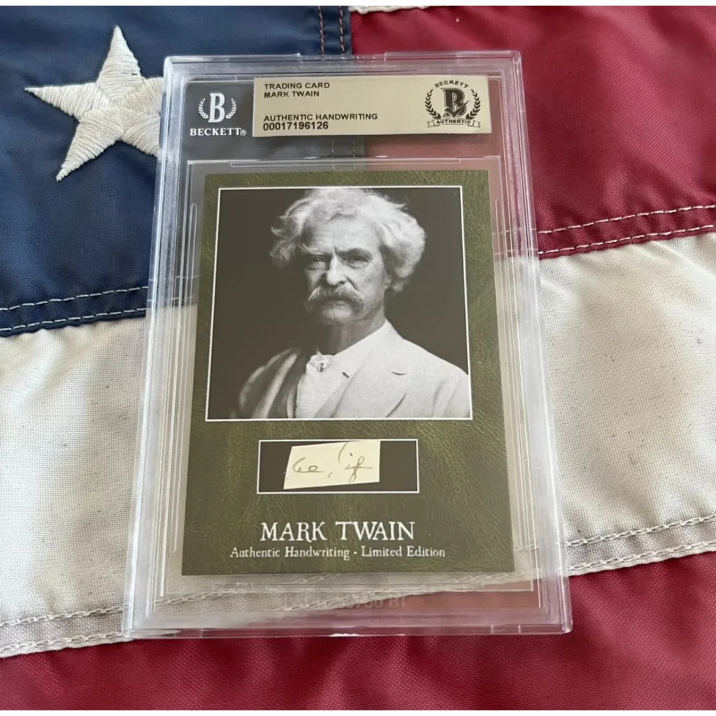Graded Mark Twain trading card with authentic handwriting from the Twain Words collection