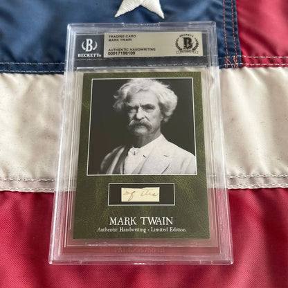 Authentic Mark Twain words trading card with portrait and handwritten Twain words