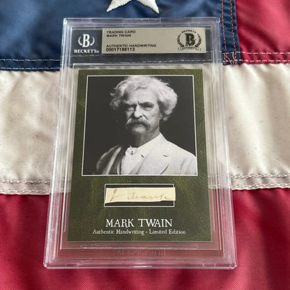 Graded Mark Twain trading card with Twain words and authentic handwriting piece