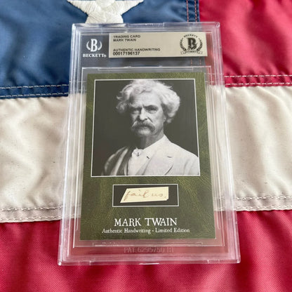 Beckett-authenticated Mark Twain trading card with authentic Twain words and handwriting