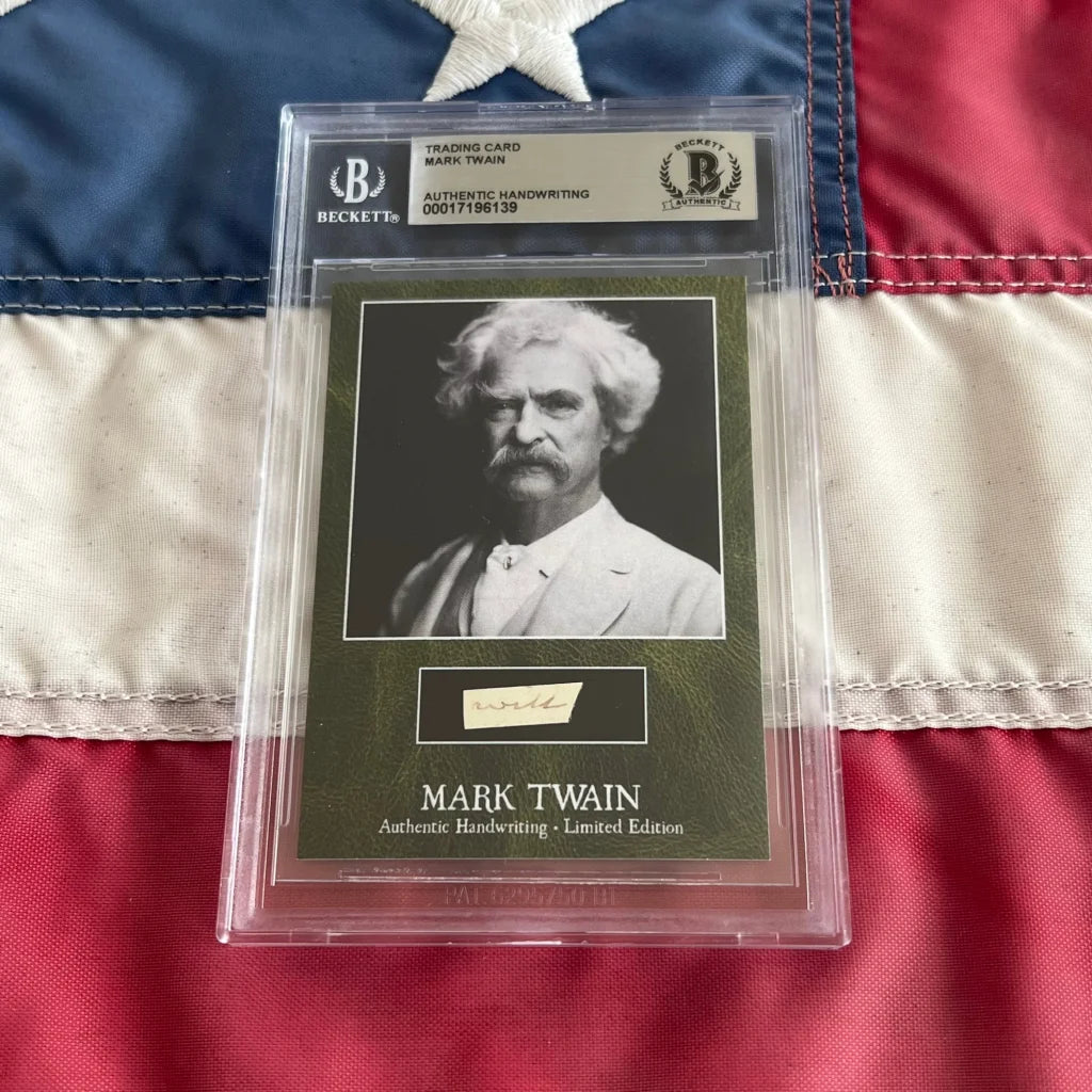 Graded Mark Twain trading card with authentic handwriting from Twain words collection