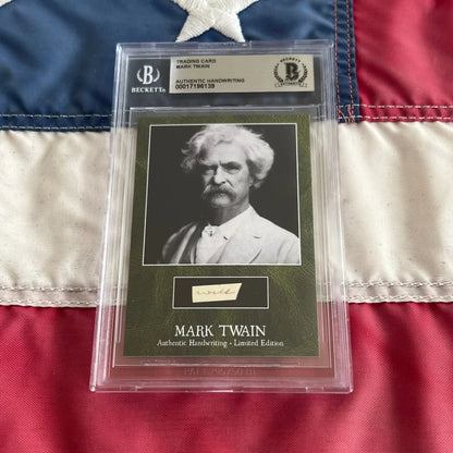 Graded Mark Twain trading card with authentic handwriting from Twain words collection