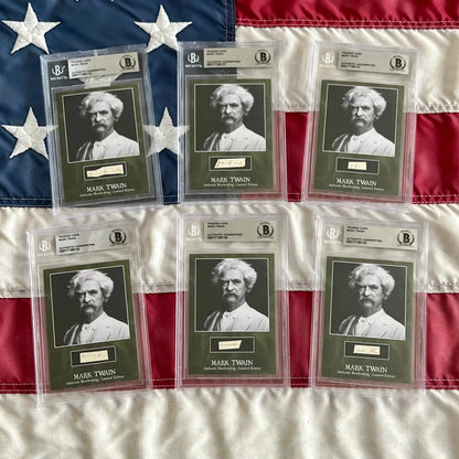 Six graded Mark Twain autograph cards from the Authentic Mark Twain Words First Ever Graded Collection