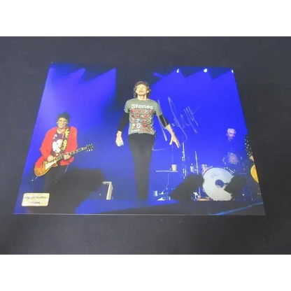Glossy Mick Jagger signed photo with EUA COA of The Rolling Stones on stage