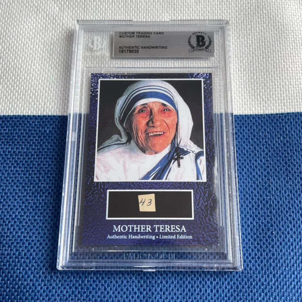 Authentic Mother Teresa handwritten word trading card with graded Teresa words