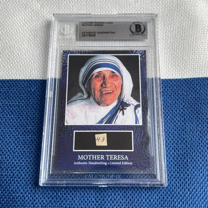 Authentic Mother Teresa handwritten word trading card with graded Teresa words