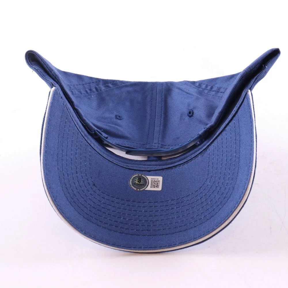 Blue baseball cap with a curved brim and white trim featuring the Capitals logo