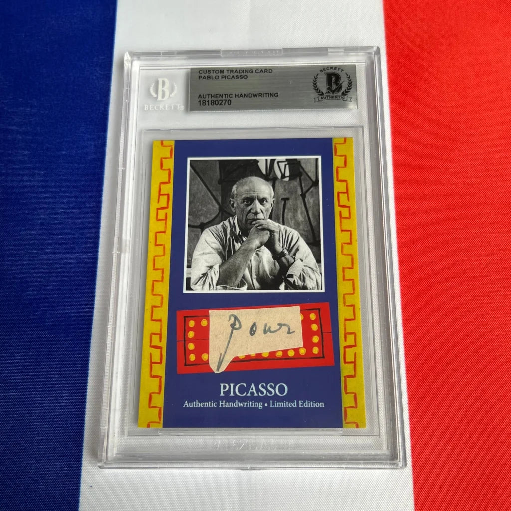 Authentic Pablo Picasso handwriting trading card with photo and authentic piece for collection