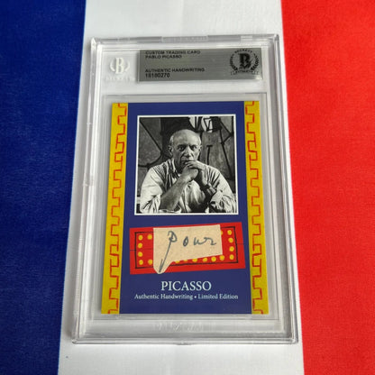 Authentic Pablo Picasso handwriting trading card with photo and authentic piece for collection