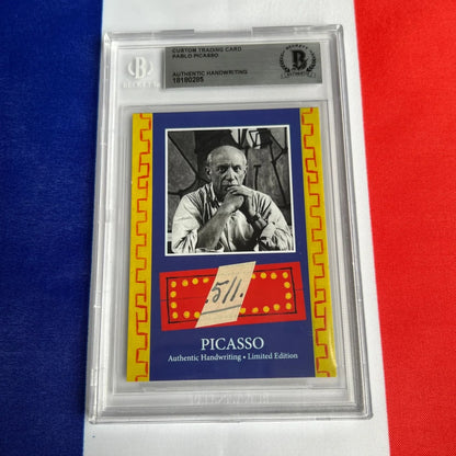 Encased Pablo Picasso custom trading card from Authentic Pablo Picasso Handwriting Collection
