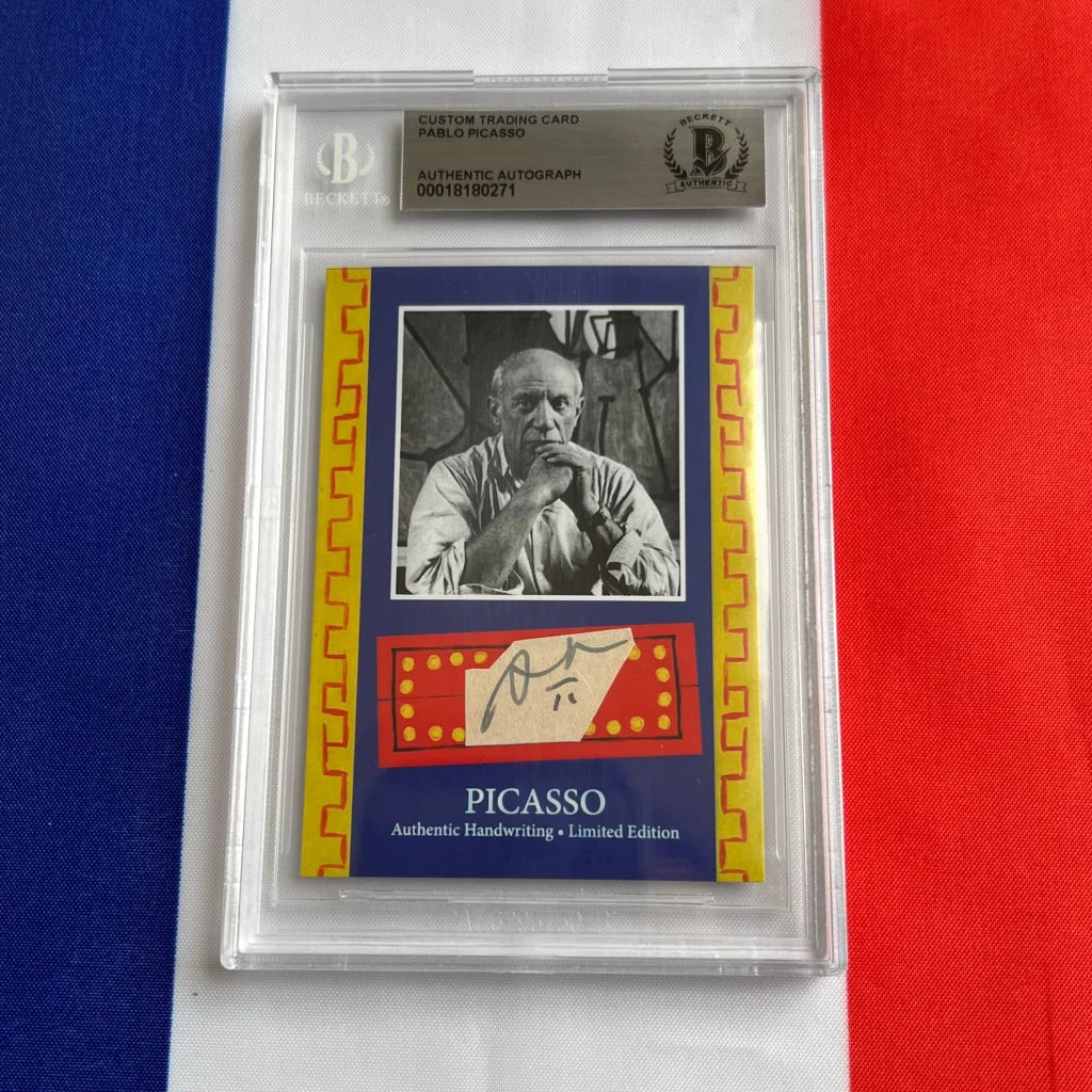 Authentic Pablo Picasso handwriting trading cards in protective slab