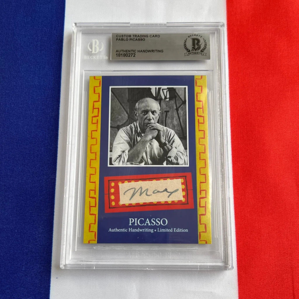 Authentic Pablo Picasso handwriting trading card in protective slab