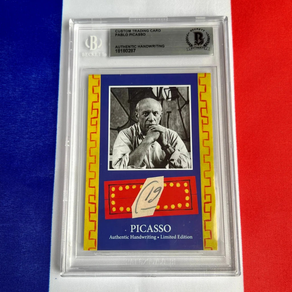 Graded Pablo Picasso trading card with authentic handwriting from the Authentic Pablo Picasso Handwriting Collection