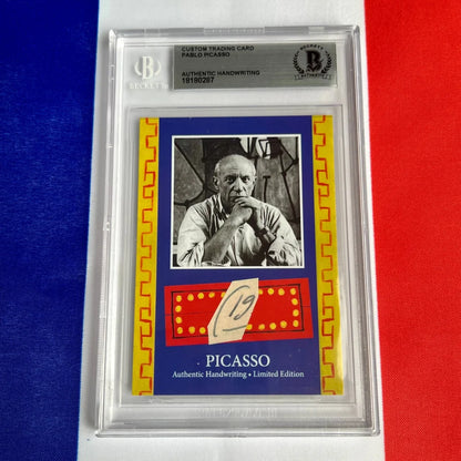 Graded Pablo Picasso trading card with authentic handwriting from the Authentic Pablo Picasso Handwriting Collection
