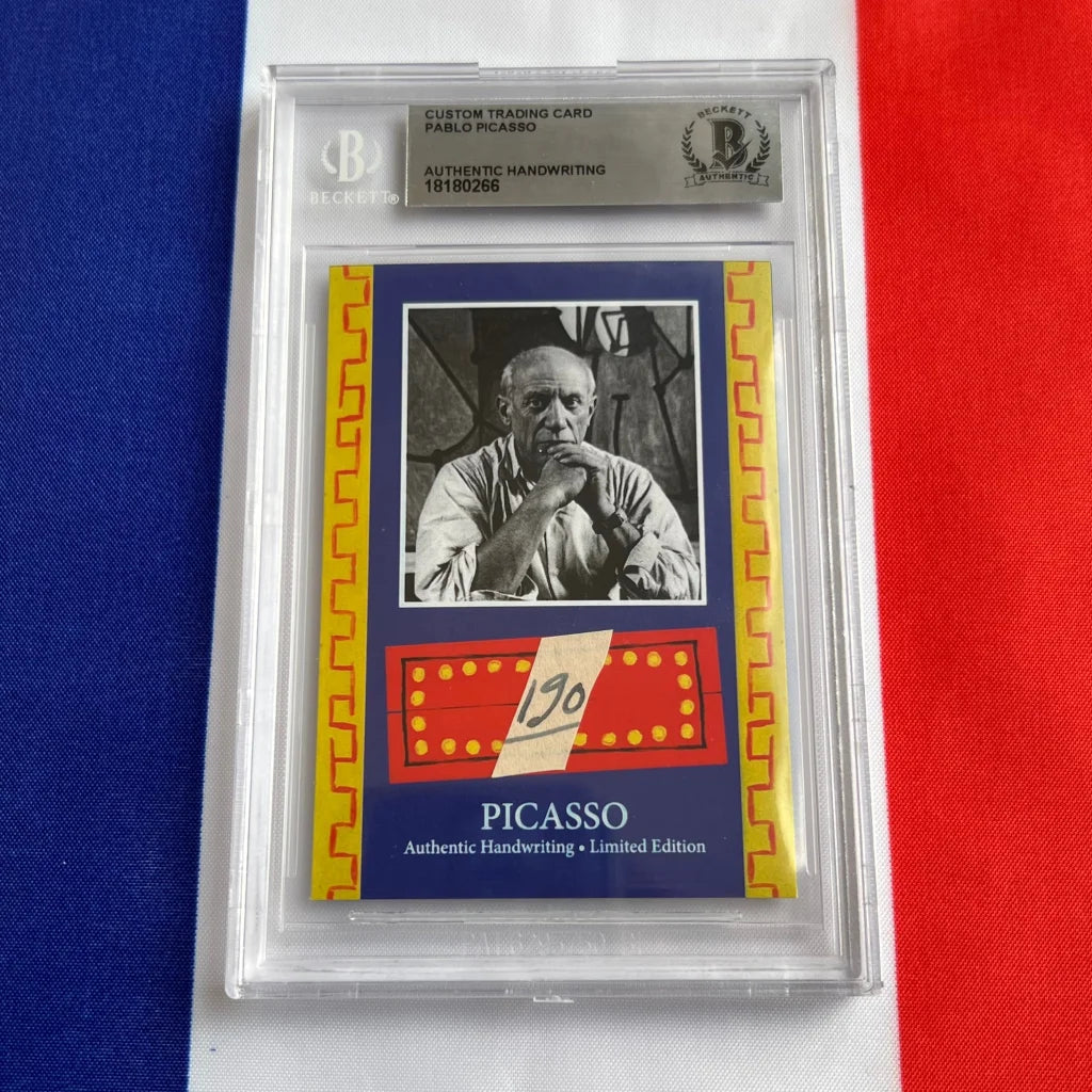 Authentic Pablo Picasso handwriting trading cards in protective slab