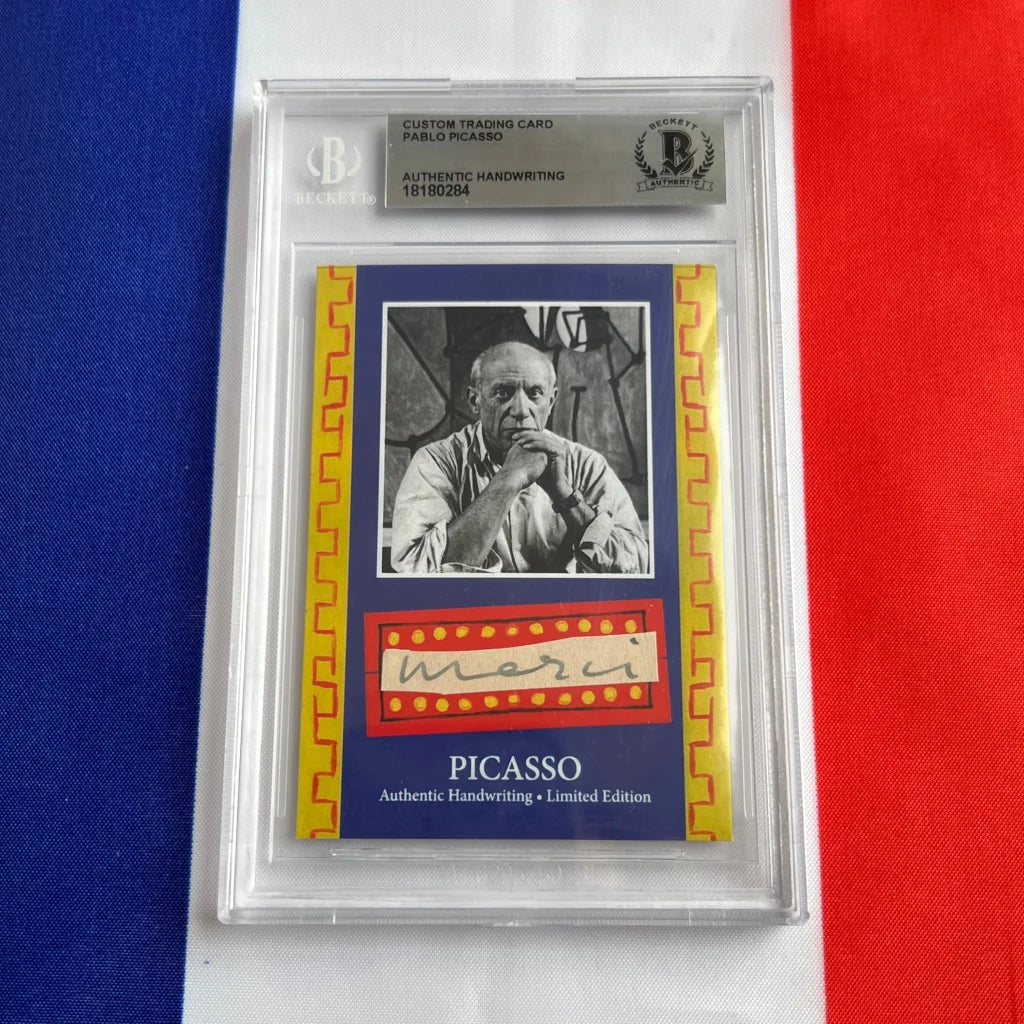 Authentic Pablo Picasso handwriting trading card in slab