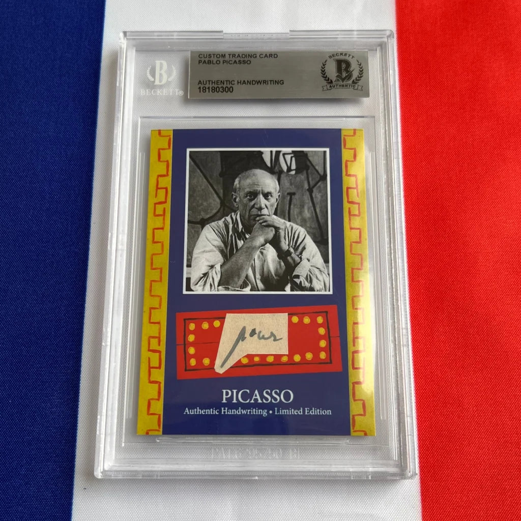 Authentic Pablo Picasso handwriting trading card with signature, Beckett authenticated