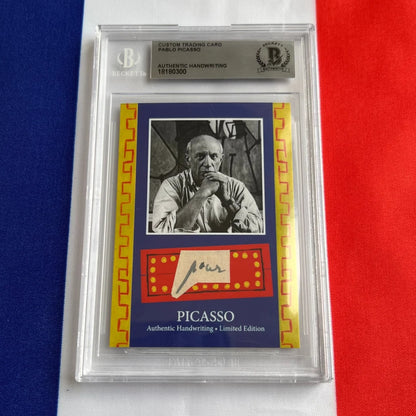 Authentic Pablo Picasso handwriting trading card with signature, Beckett authenticated