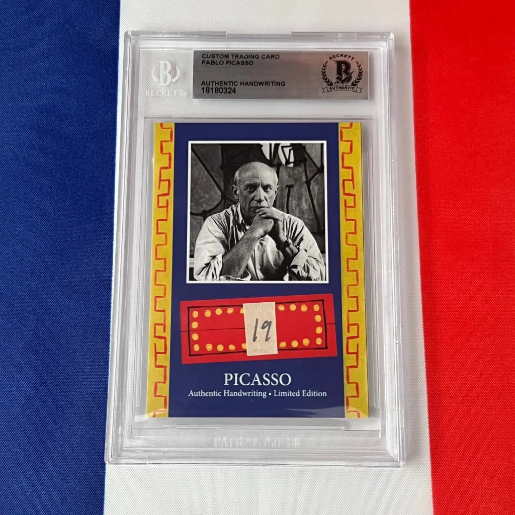 Authentic Pablo Picasso handwriting trading card with Beckett authentication