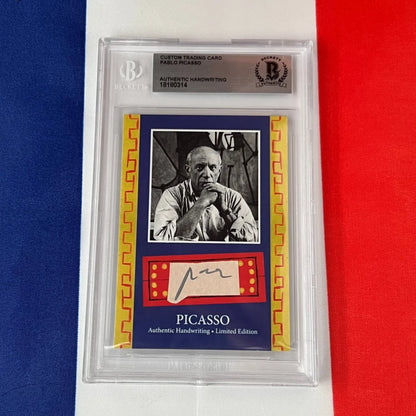 Authentic Pablo Picasso handwriting trading card with autograph hologram in plastic case