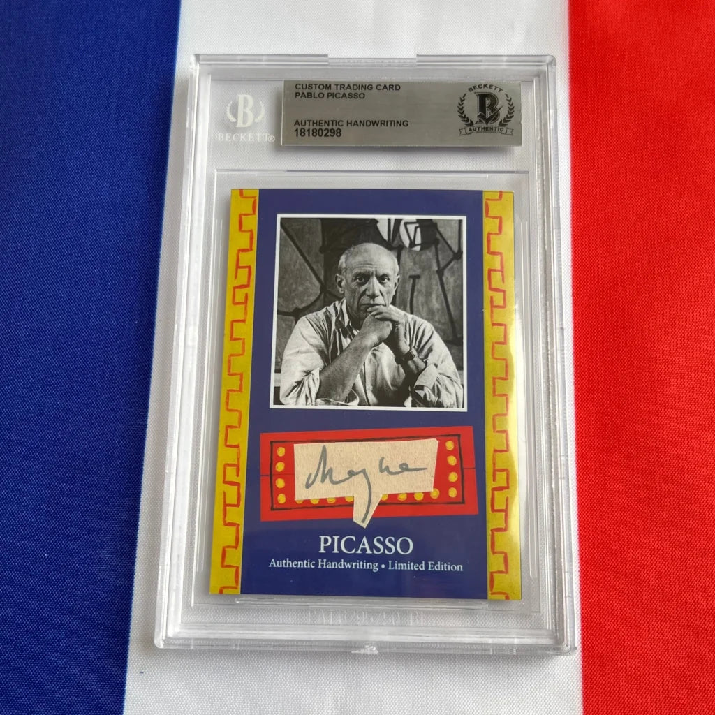 Authentic Pablo Picasso handwriting trading cards in Beckett slab