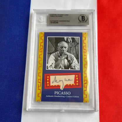 Authentic Pablo Picasso handwriting trading cards in Beckett slab