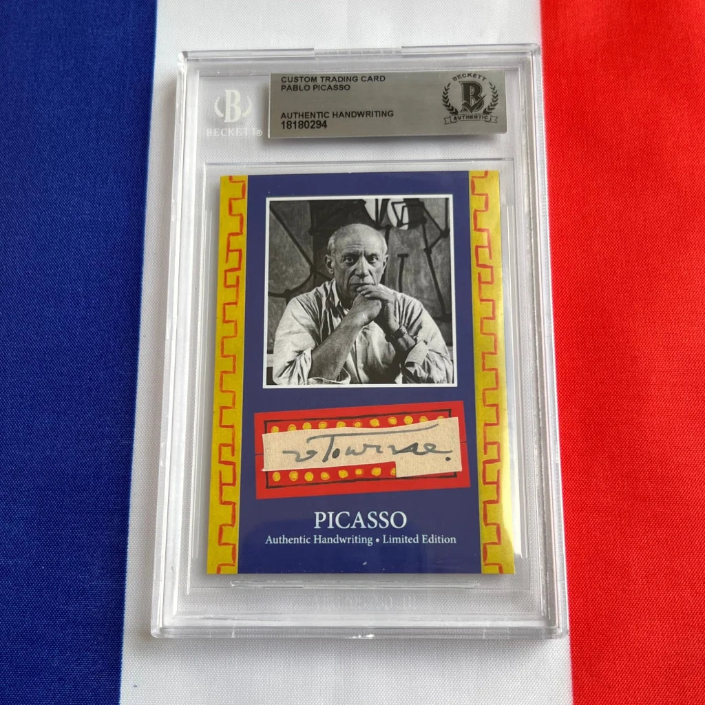 Authentic Pablo Picasso handwriting trading card in slab