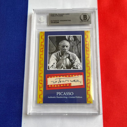Authentic Pablo Picasso handwriting trading card in slab