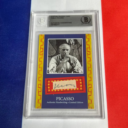 Graded trading card featuring Pablo Picasso’s authentic handwritten signature in our collection