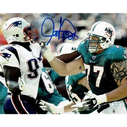 England Patriots autographed 8x10 photo of two players in action, perfect for fans