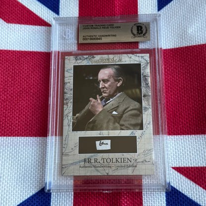 Authentic handwritten trading card featuring tolkien’s handwriting in encapsulated form collectible memorabilia