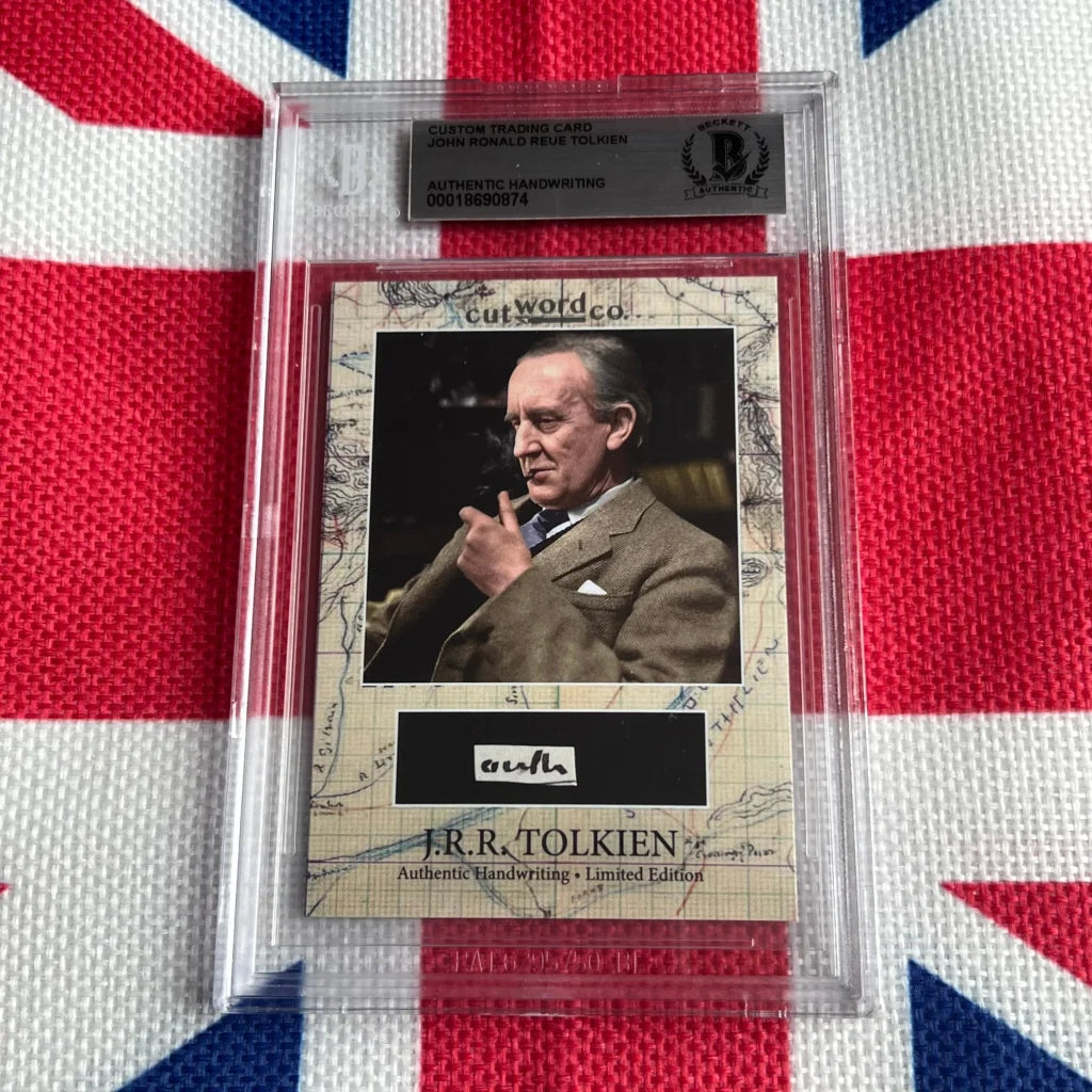 Authentic piece of J.R.R. Tolkien handwriting collectible with encapsulated word